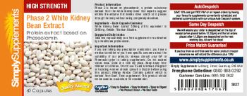 Simply Supplements Phase 2 White Kidney Bean Extract - 