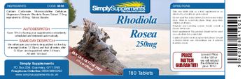 Simply Supplements Rhodiola Rosea 250mg - 