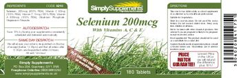 Simply Supplements Selenium 200 mcg With Vitamins A, C & E - 