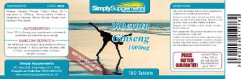 Simply Supplements Siberian Ginseng 1000 mg - 