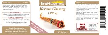 SimplySupplements Korean Ginseng 1300mg - 