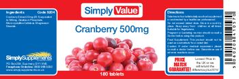 SimplyValue Cranberry 500mg - 