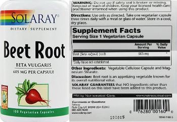 Solaray Beet Root 605 mg - supplement
