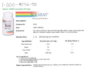 Solaray Biotin 1000 mcg Natural Orange Flavoring - supplement