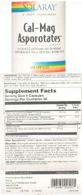 Solaray Cal-Mag Asportates - supplement