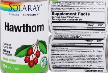 Solaray Hawthorn 525 mg - supplement
