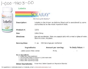 Solaray Lobelia 50 mg - supplement