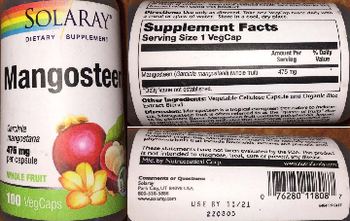 Solaray Mangosteen 475 mg - supplement