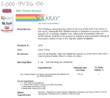 Solaray Milk Thistle Extract 175 mg - supplement