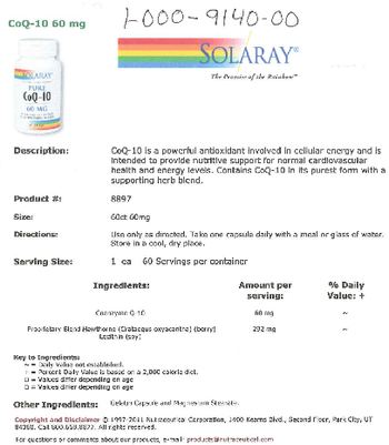 Solaray Pure CoQ-10 60 mg - supplement
