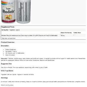 Solaray Super Rhodiola 500 mg - supplement