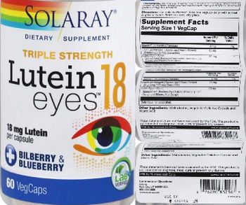 Solaray Triple Strength Lutein Eyes 18 - supplement