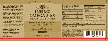 Solgar 1300 mg Omega 3-6-9 Fish, Flax, Borage - supplement