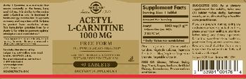 Solgar Acetyl L-Carnitine 1000 MG - supplement