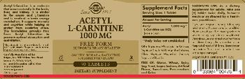 Solgar Acetyl L-Carnitine 1000 mg - supplement