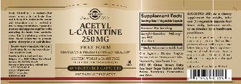 Solgar Acetyl L-Carnitine 250 mg - supplement