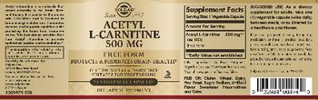 Solgar Acetyl L-Carnitine 500 mg - supplement