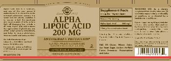Solgar Alpha Lipoic Acid 200 MG - supplement