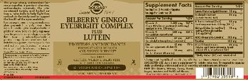 Solgar Bilberry Ginkgo Eyebright Complex Plus Lutein - supplement
