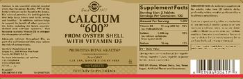 Solgar Calcium “600” From Oyster Shell with Vitamin D3 - supplement