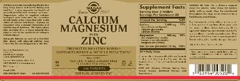 Solgar Calcium Magnesium plus Zinc - supplement