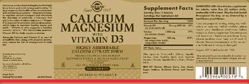Solgar Calcium Magnesium with Vitamin D3 - supplement