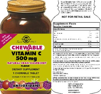 Solgar Chewable Vitamin C 500 mg Natural Cran-Raspberry Flavor - supplement