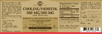 Solgar Choline/Inositol 500 mg/500 mg - supplement