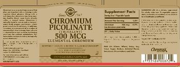 Solgar Chromium Picolinate 500 mcg - supplement