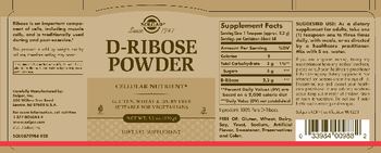 Solgar D-Ribose Powder - supplement