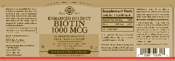Solgar Enhanced Potency Biotin 1000 mcg - supplement