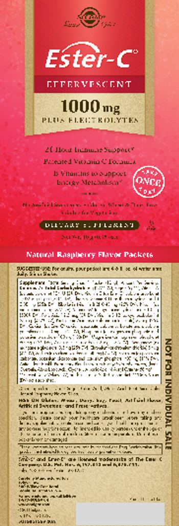 Solgar Ester-C Effervescent 1000 mg Natural Raspberry Flavor - supplement