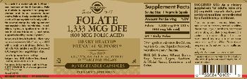 Solgar Folate 1,333 MCG DFE (800 MCG Folic acid) - supplement