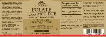 Solgar Folate 1,333 MCG DFE (Folic Acid 800 mcg) - supplemtent