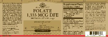 Solgar Folate 1,333 mcg DFE (Metafolin 800 mcg) - supplement