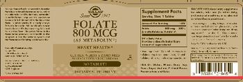 Solgar Folate 800 mcg (As Metafolin) - supplement