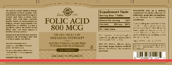 Solgar Folic Acid 800 mcg - supplement