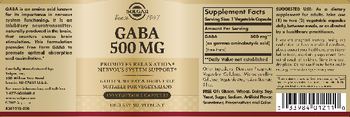 Solgar GABA 500 mg - supplement