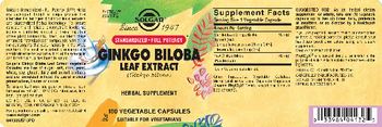 Solgar Ginkgo Biloba Leaf Extract - herbal supplement