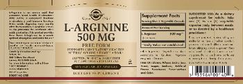 Solgar L-Arginine 500 mg - these statements have not been evaluated by the food and drug administration this product is not int