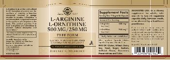 Solgar L-Arginine L-Ornithine 500 mg / 250 mg - supplement