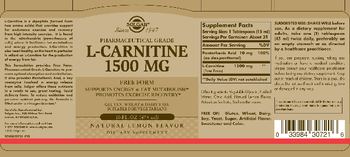 Solgar L-Carnitine 1500 mg Natural Lemon Flavor - supplement