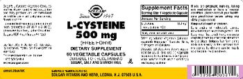 Solgar L-Cysteine 500 mg - supplement