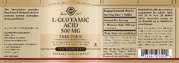 Solgar L-Glutamic Acid 500 mg - supplement
