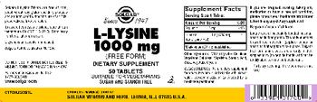 Solgar L-Lysine 1000 mg - supplement