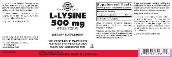 Solgar L-Lysine 500 mg - supplement