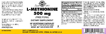 Solgar L-Methionine 500 mg - supplement