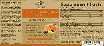 Solgar Liquid Calcium Magnesium Citrate with Vitamin D3 Natural Orange-Vanilla Flavor - supplement