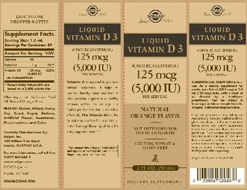 Solgar Liquid Vitamin D3 Natural Orange Flavor 125 mcg - supplement