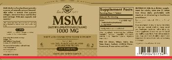 Solgar MSM (Methylsulfonylmethane) 1000 mg - supplement